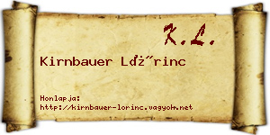 Kirnbauer Lőrinc névjegykártya